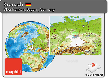 Physical Location Map of Kronach, highlighted parent region, highlighted grandparent region