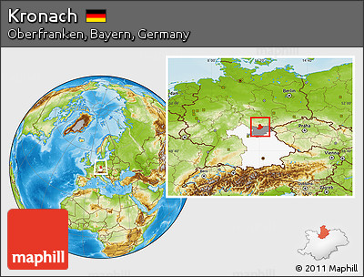 Physical Location Map of Kronach, highlighted parent region, highlighted grandparent region