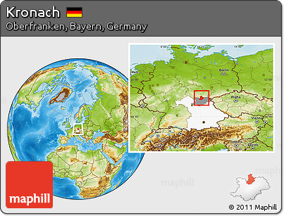 Physical Location Map of Kronach, highlighted parent region, highlighted grandparent region