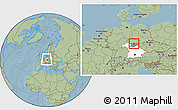 Savanna Style Location Map of Kronach, highlighted parent region, highlighted grandparent region, within the entire country, hill shading