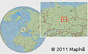 Savanna Style Location Map of Kronach, hill shading