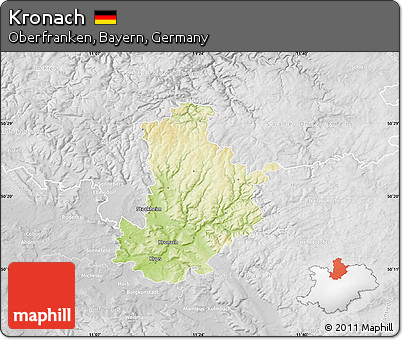Physical Map of Kronach, lighten, desaturated