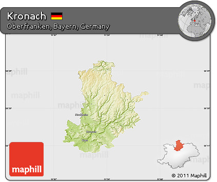 Physical Map of Kronach, single color outside