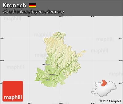 Physical Map of Kronach, single color outside