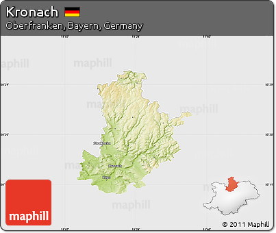 Physical Map of Kronach, single color outside