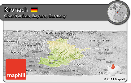 Physical Panoramic Map of Kronach, desaturated