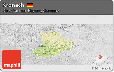 Physical Panoramic Map of Kronach, lighten, desaturated