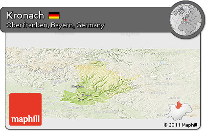 Physical Panoramic Map of Kronach, lighten