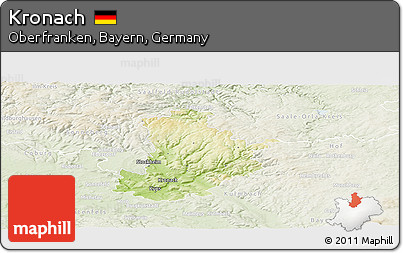 Physical Panoramic Map of Kronach, lighten