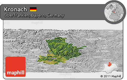 Satellite Panoramic Map of Kronach, lighten, desaturated