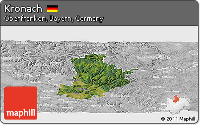 Satellite Panoramic Map of Kronach, lighten, desaturated