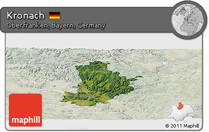 Satellite Panoramic Map of Kronach, lighten