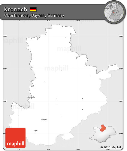 Silver Style Simple Map of Kronach, single color outside