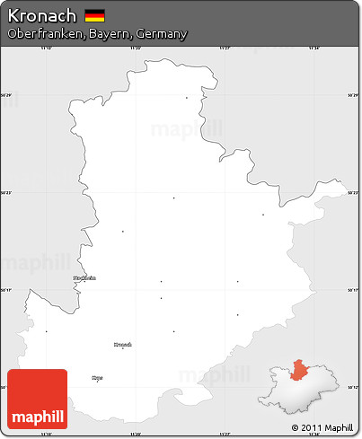 Silver Style Simple Map of Kronach, single color outside