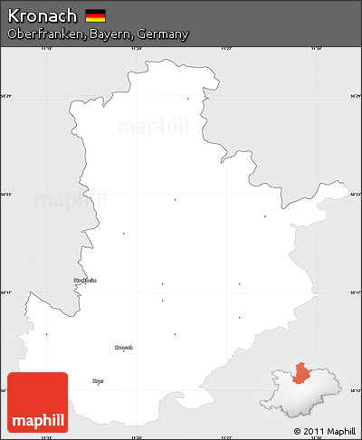 Silver Style Simple Map of Kronach, single color outside