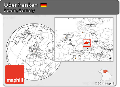 Blank Location Map of Oberfranken, highlighted parent region, within the entire country