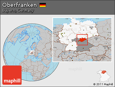 Gray Location Map of Oberfranken, highlighted country, highlighted parent region