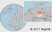 Gray Location Map of Oberfranken, highlighted parent region, within the entire country, hill shading