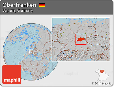 Gray Location Map of Oberfranken, hill shading