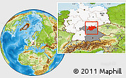 Physical Location Map of Oberfranken, highlighted country, highlighted parent region