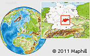 Physical Location Map of Oberfranken, highlighted country