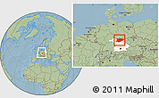 Savanna Style Location Map of Oberfranken, highlighted parent region, within the entire country, hill shading