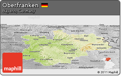 Physical Panoramic Map of Oberfranken, desaturated