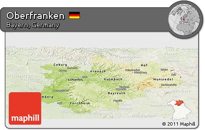 Physical Panoramic Map of Oberfranken, lighten