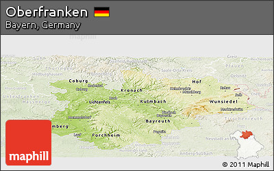 Physical Panoramic Map of Oberfranken, lighten