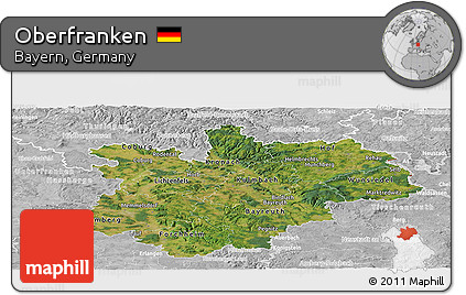 Satellite Panoramic Map of Oberfranken, lighten, desaturated