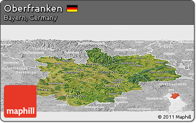 Satellite Panoramic Map of Oberfranken, lighten, desaturated