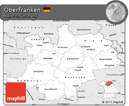 Silver Style Simple Map of Oberfranken