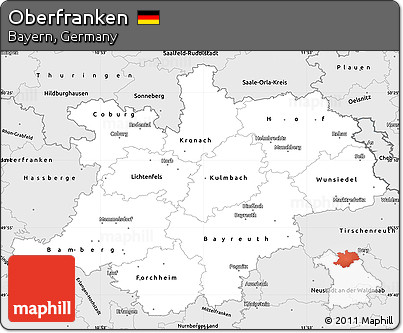Silver Style Simple Map of Oberfranken