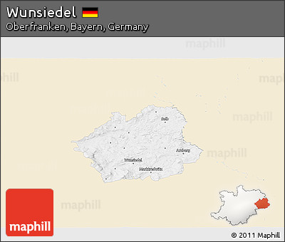 Classic Style 3D Map of Wunsiedel, single color outside