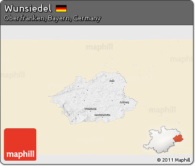 Classic Style 3D Map of Wunsiedel, single color outside