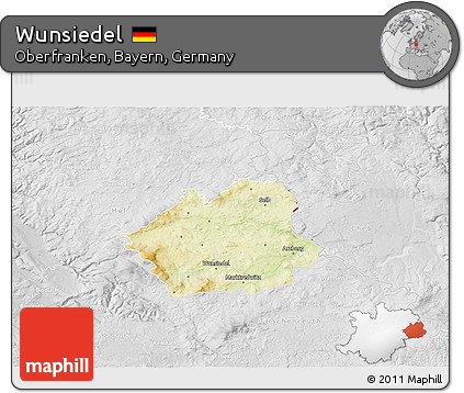 Physical 3D Map of Wunsiedel, lighten, desaturated