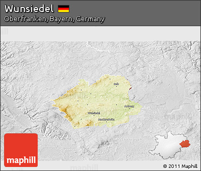 Physical 3D Map of Wunsiedel, lighten, desaturated