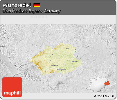 Physical 3D Map of Wunsiedel, lighten, desaturated