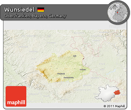 Physical 3D Map of Wunsiedel, lighten