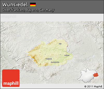 Physical 3D Map of Wunsiedel, lighten, semi-desaturated