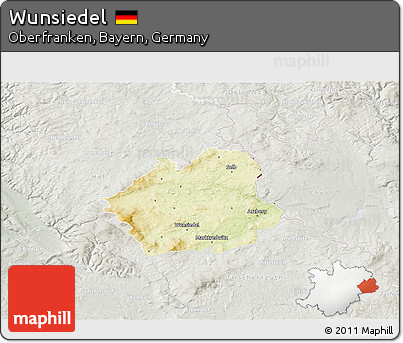 Physical 3D Map of Wunsiedel, lighten, semi-desaturated