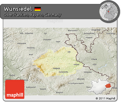 Physical 3D Map of Wunsiedel, semi-desaturated