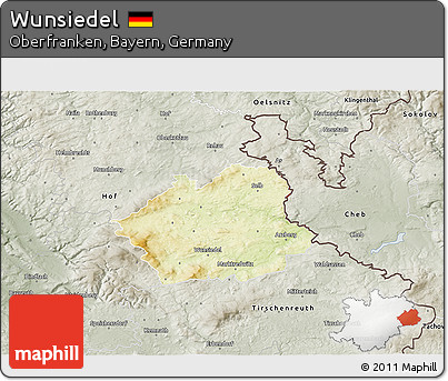 Physical 3D Map of Wunsiedel, semi-desaturated