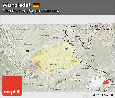Physical 3D Map of Wunsiedel, semi-desaturated