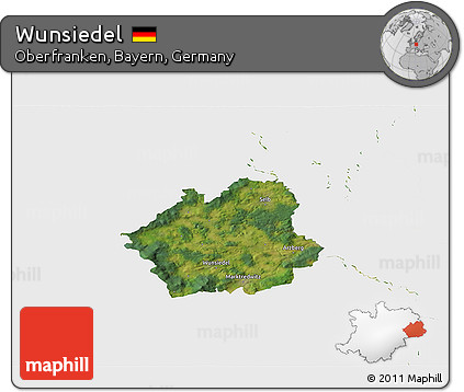 Satellite 3D Map of Wunsiedel, single color outside