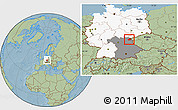 Savanna Style Location Map of Wunsiedel, highlighted country, highlighted grandparent region, hill shading