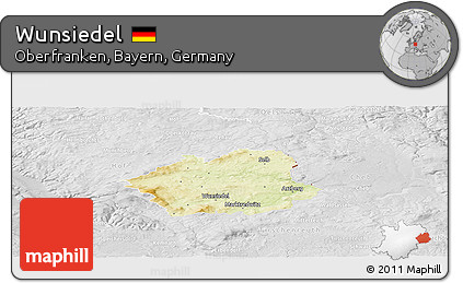 Physical Panoramic Map of Wunsiedel, lighten, desaturated