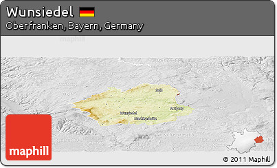 Physical Panoramic Map of Wunsiedel, lighten, desaturated
