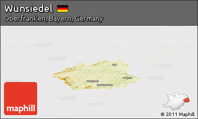 Physical Panoramic Map of Wunsiedel, single color outside