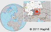 Gray Location Map of Oberpfalz, highlighted country, highlighted parent region